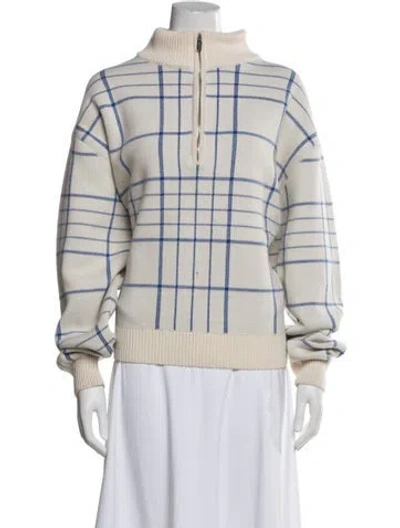 Pre-owned Jacquemus Merino Wool Plaid Print Jacket In White