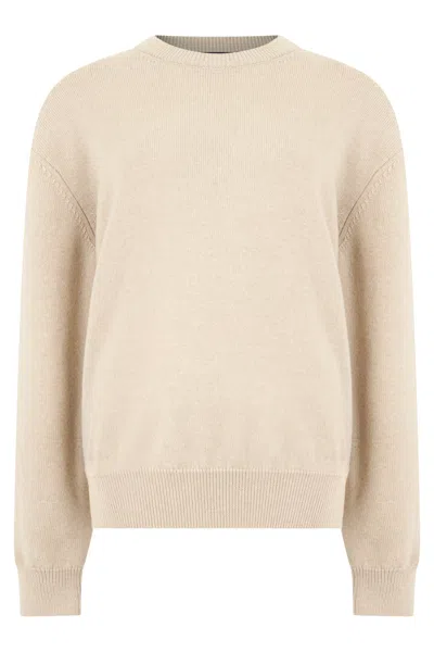 Jacquemus Merino Wool Ribbed Crewneck Sweater In Brown