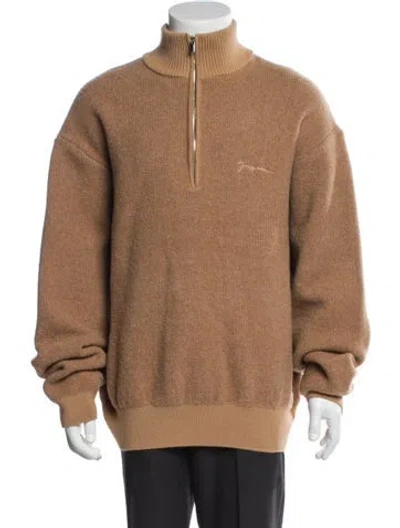 Pre-owned Jacquemus Merino Wool Turtleneck Pullover In Brown