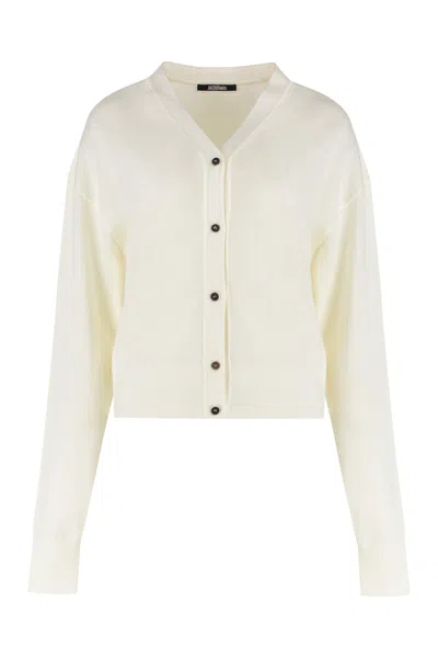 Jacquemus Merino Wool V-neck Cardigan In Cream