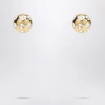 Jacquemus Square Round Earrings With Rhinestones In Gold