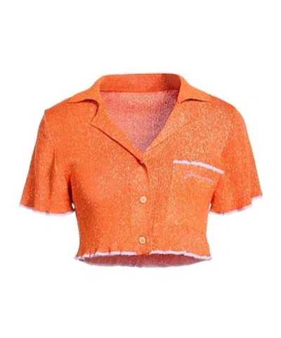 Jacquemus Metallic Knit Shirt In Orange