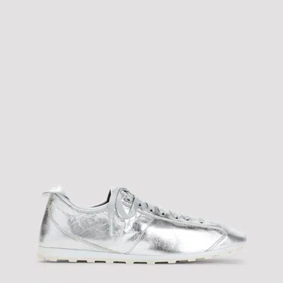 Jacquemus Metallic Leather Sneakers For Women In Silver