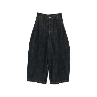 Jacquemus Miami Pleated-detail Cropped Jeans In Blue