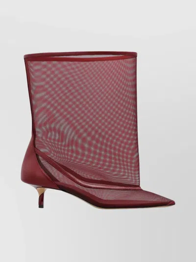JACQUEMUS MID-CALF STILETTO BOOTS MESH OVERLAY