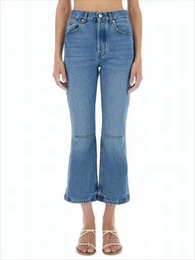 Jacquemus Mid-rise Denim Pants With Flared Legs In Blue