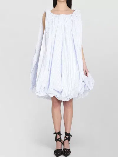 Jacquemus Midi Dress Draped Gathered Balloon Neckline In White