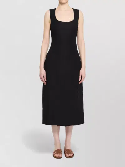 Jacquemus Midi Dress Round Neck Sleeveless Skirt In Black