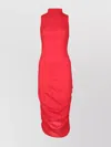 Jacquemus Midi Dress With High Neckline And Sleeves In Red