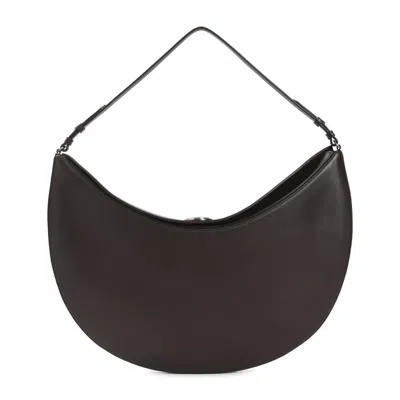Jacquemus Midnight Brown Leather Le Calisso Rond Handbag In Black