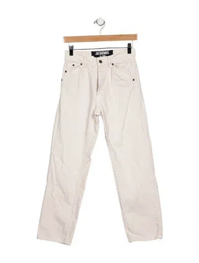 Pre-owned Jacquemus Mid-rise Straight Leg Jeans In White