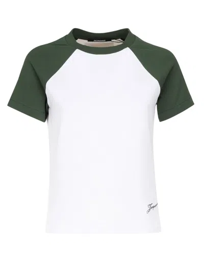JACQUEMUS JACQUEMUS MINI BASEBALL T SHIRT IN WHITE GREEN