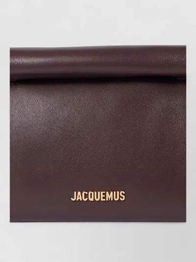 Jacquemus Mini Clutch Bag Folded Design Gold Hardware In Burgundy