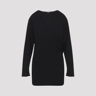 Jacquemus Black La Robe Mistral Crew Neck Dress With Long Sleeves And Open Back In Viscose Blend Women