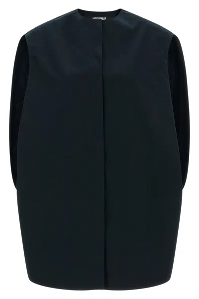 Jacquemus Mini Dress With Cape Detail In Blau