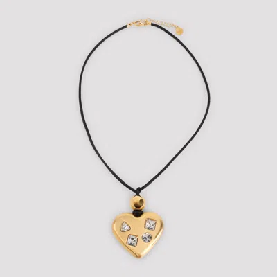 Jacquemus Mini Heart Pendant Necklace In Metallic Finish In Black
