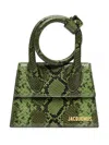 Jacquemus Le Chiquito Mini Python-embossed Leather Shoulder Bag In Green
