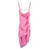 Jacquemus Mini Le Splash Draped Asymmetric Dress In Pink Viscose In Pink