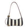 Jacquemus Le Bisou Perle Stripe Woven Raffia Shoulder Bag In Black