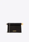 Jacquemus Mini Rond Carré Leather Clutch In Black