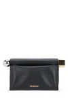 Jacquemus Rectangular Lamb Leather Clutch With Rolled Handle In Black