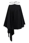 Jacquemus Courte Asymmetric Cotton-blend Crepon Halterneck Dress In Black