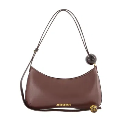 Jacquemus Le Bisou Perle Leather Shoulder Bag In Brown