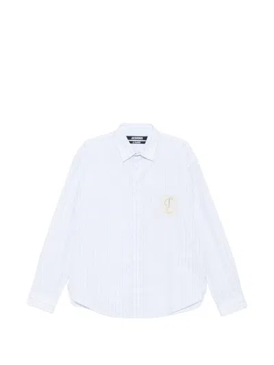 Jacquemus Mini Stripe Logo Shirt For Men In White