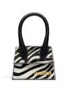 Jacquemus Le Chiquito Zebra Printed Leather Top-handle Bag In White