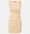 Jacquemus 'the Rita' Beige Dress With V-neck And Draped Details In Beige