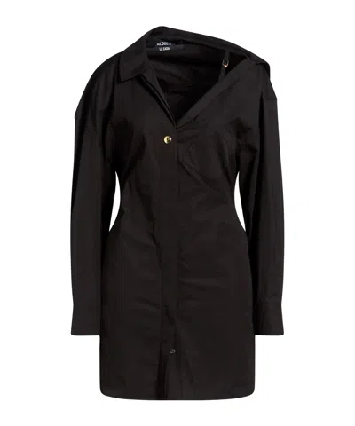 Jacquemus Minimal Shirt Dress In Black