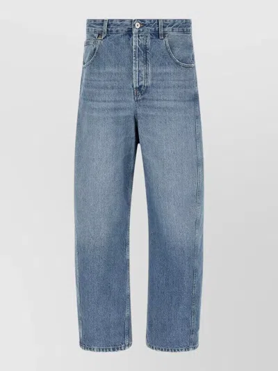 Jacquemus Mirada Denim Trousers Belt Loops Pockets In Blue