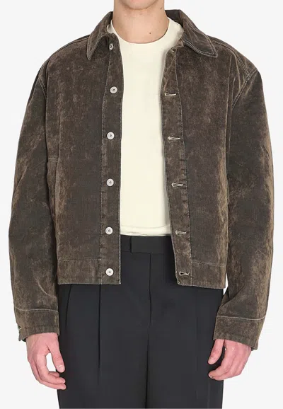 Jacquemus Mirada De-nimes Denim Overshirt In Brown