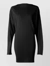 Jacquemus Black La Robe Mistral Crew Neck Dress With Long Sleeves And Open Back In Viscose Blend Women In Black