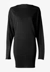Jacquemus Black La Robe Mistral Crew Neck Dress With Long Sleeves And Open Back In Viscose Blend Women In Black