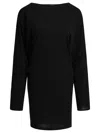 Jacquemus Black La Robe Mistral Crew Neck Dress With Long Sleeves And Open Back In Viscose Blend Women In Black