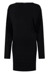 Jacquemus Black La Robe Mistral Crew Neck Dress With Long Sleeves And Open Back In Viscose Blend Women In Black