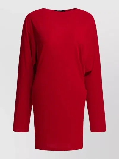 Jacquemus Mistral Dress Long Sleeves Round Neckline In Red