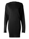 Jacquemus Black La Robe Mistral Crew Neck Dress With Long Sleeves And Open Back In Viscose Blend Women