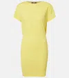 Jacquemus La Robe Mistral Plunge Back Jersey Minidress In Yellow