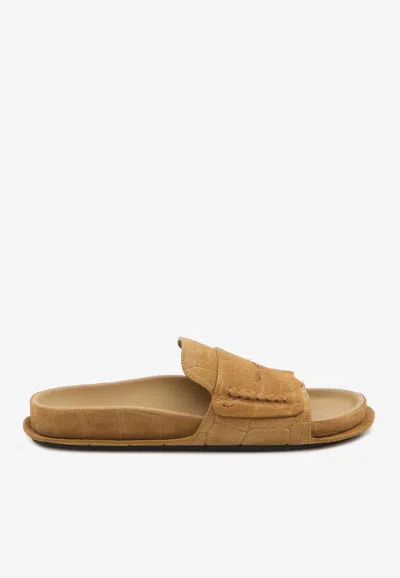 Jacquemus Mocassin Croc-embossed Flat Sandals