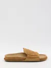 Jacquemus Suede Leather Moccasin-style Sandals In Brown