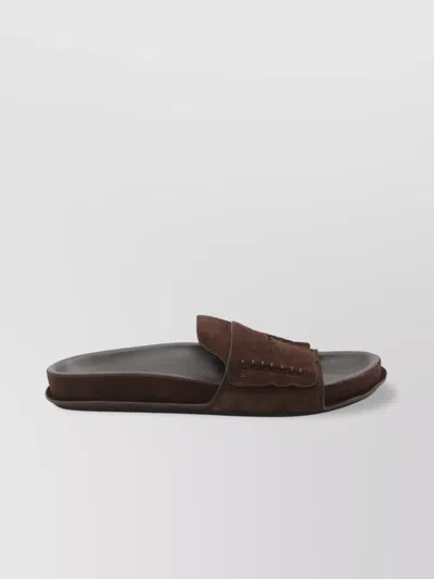 Jacquemus Moccasin Style Suede Leather Sandals In Brown