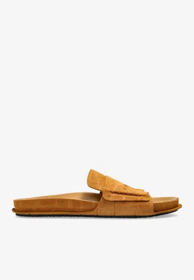 Jacquemus Moccasin Suede Slides In Brown