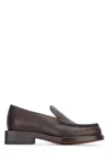 Jacquemus Leather Loafers With Round Toe And Stitching In Brown