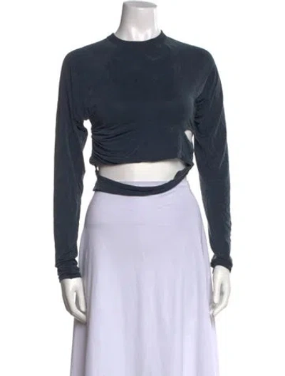 Pre-owned Jacquemus Mock Neck Long Sleeve Crop Top In Blue