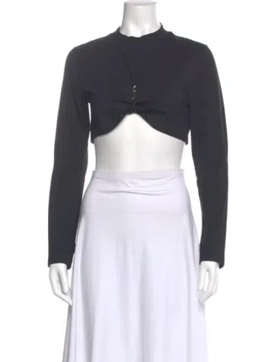 Pre-owned Jacquemus Mock Neck Long Sleeve Crop Top In Gray