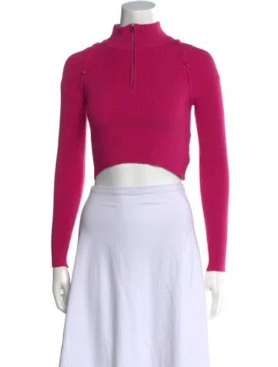 Pre-owned Jacquemus Mock Neck Long Sleeve Crop Top In Pink