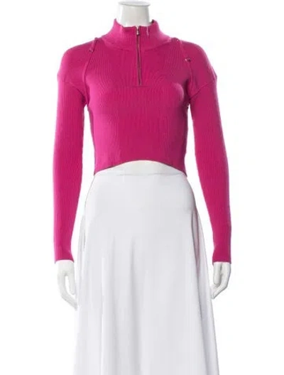 Pre-owned Jacquemus Mock Neck Long Sleeve Crop Top In Pink
