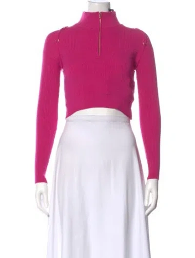 Pre-owned Jacquemus Mock Neck Long Sleeve Crop Top W/ Tags In Pink